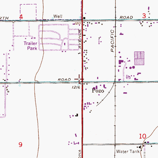 Topographic Map of Pozo, AZ