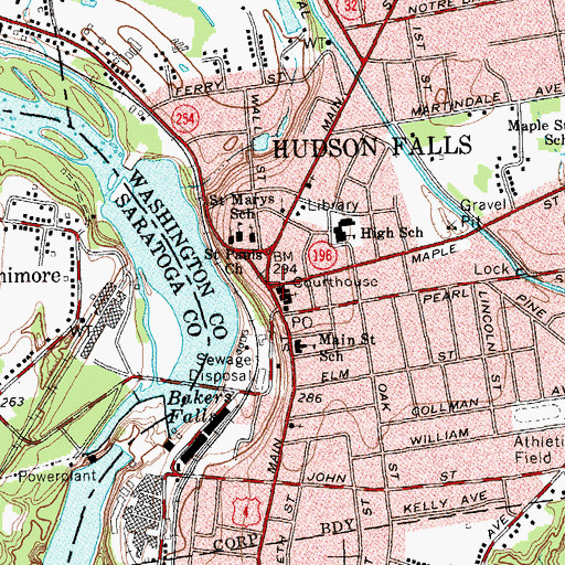 Topographic Map of Hudson Falls, NY