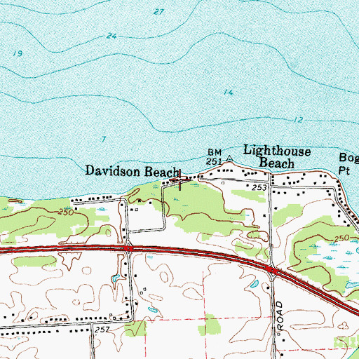 Topographic Map of Davison Beach, NY