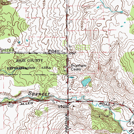 Topographic Map of Pratham Cemetery, NY