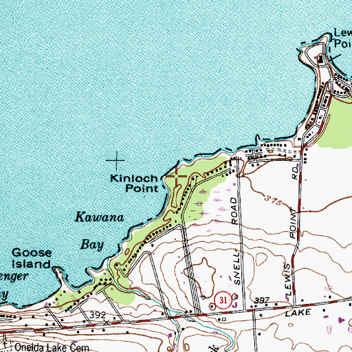 Topographic Map of Kinloch Point, NY