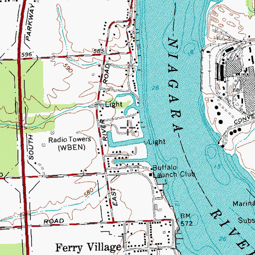 Topographic Map of Grand Island Range Lights, NY