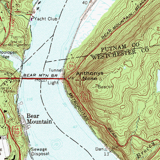 Topographic Map of Anthonys Nose, NY