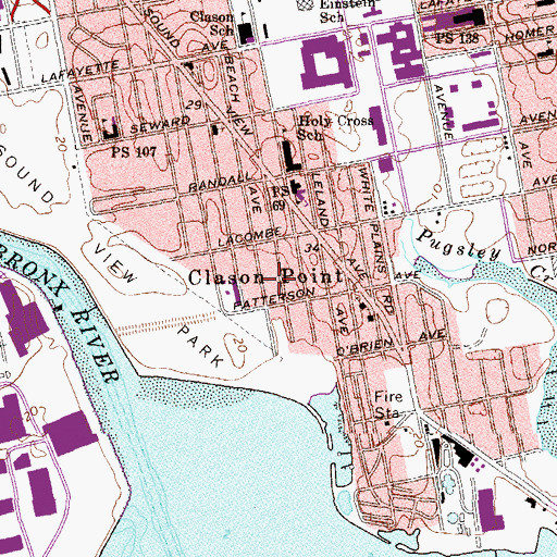 Topographic Map of Clason Point, NY