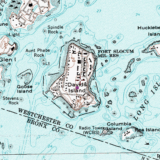 Topographic Map of Davids Island, NY