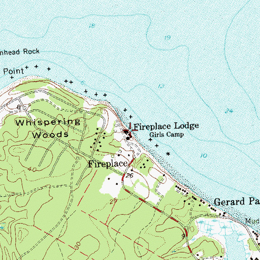 Topographic Map of Fireplace Lodge Girls Camp (historical), NY