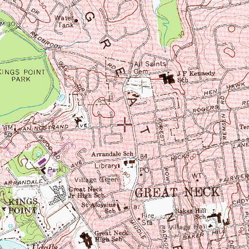 Topographic Map of Great Neck, NY