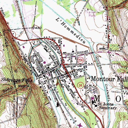 Topographic Map of Montour Falls, NY