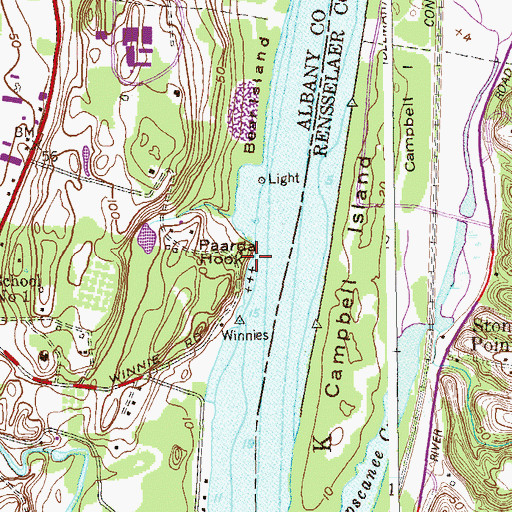 Topographic Map of Paarda Hook, NY