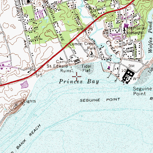 Topographic Map of Princes Bay, NY
