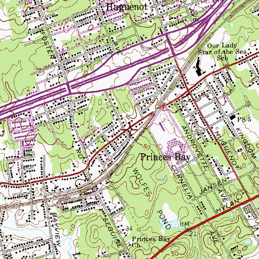 Topographic Map of Princes Bay, NY