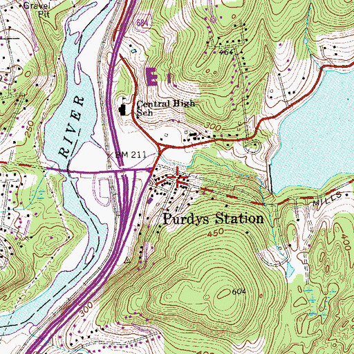 Topographic Map of Purdys, NY