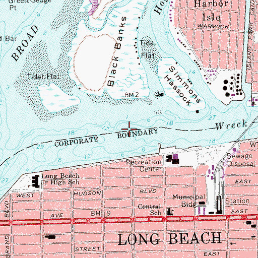 Topographic Map of Reynolds Channel, NY