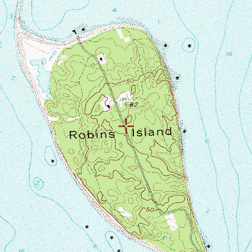 Topographic Map of Robins Island, NY
