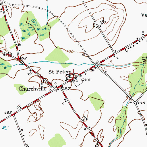Topographic Map of Saint Peters Church, NY