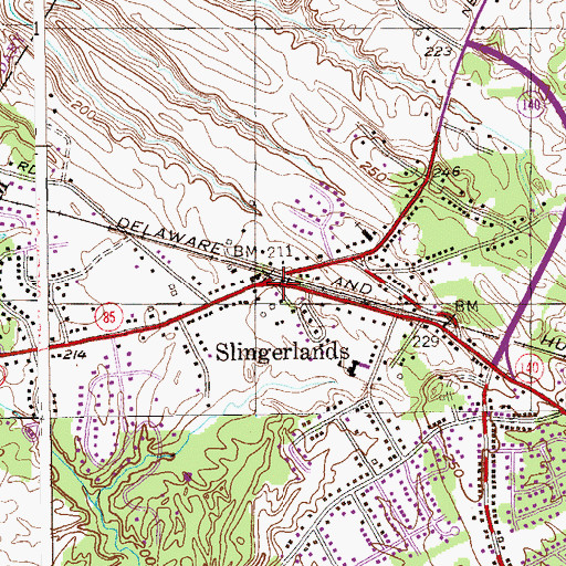 Topographic Map of Slingerlands, NY