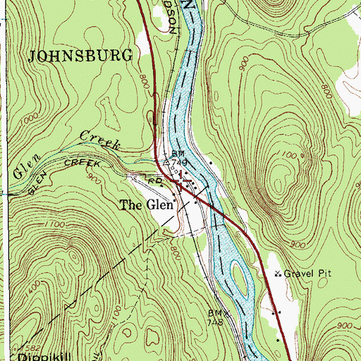 Topographic Map of The Glen, NY
