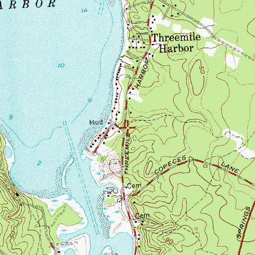 Topographic Map of The Creek Beach, NY
