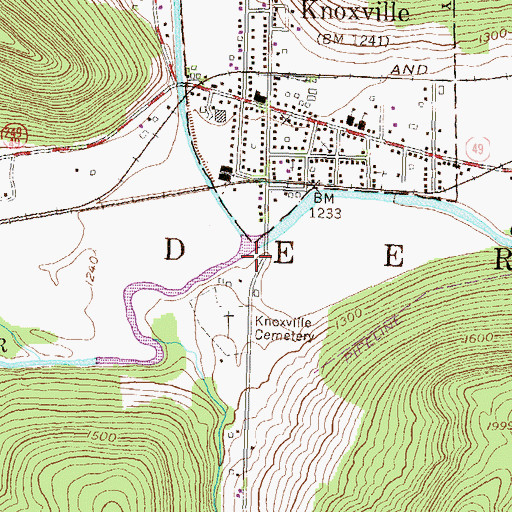 Topographic Map of Troups Creek, NY