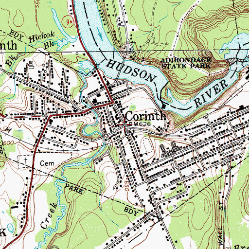 Topographic Map of Corinth, NY