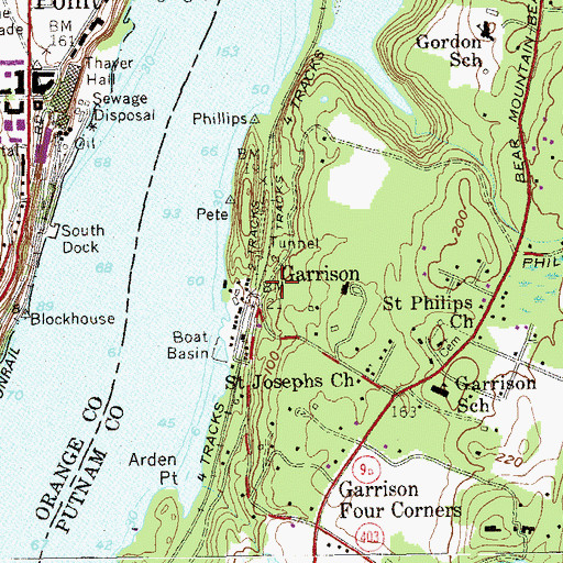 Topographic Map of Garrison, NY
