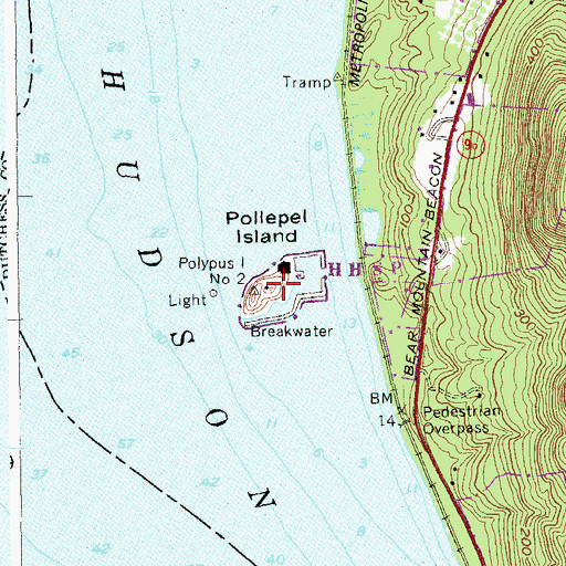 Topographic Map of Pollepel Island, NY