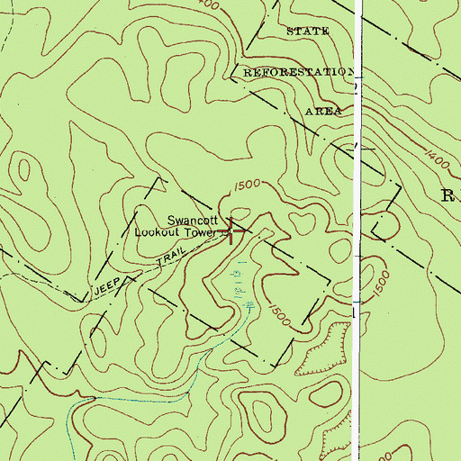 Topographic Map of Swancott Lookout Tower, NY