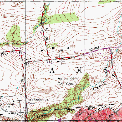 Topographic Map of Amsterdam Golf Course, NY