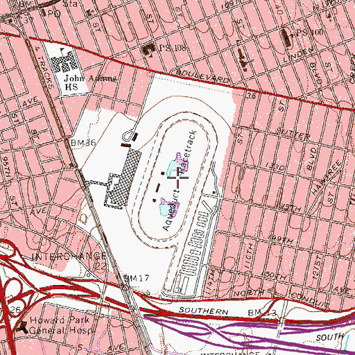 Topographic Map of Aqueduct Racetrack, NY