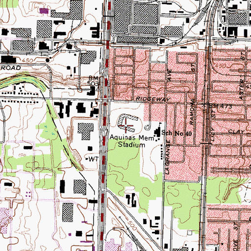 Topographic Map of Holleder Memorial Stadium (historical), NY