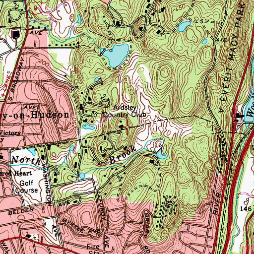 Topographic Map of Ardsley Country Club, NY