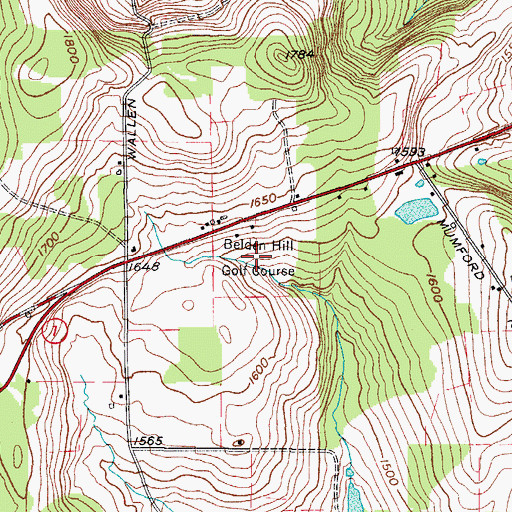 Topographic Map of Belden Hill Golf Course, NY