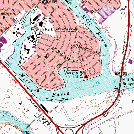 Topographic Map of Bergen Beach Yacht Club, NY