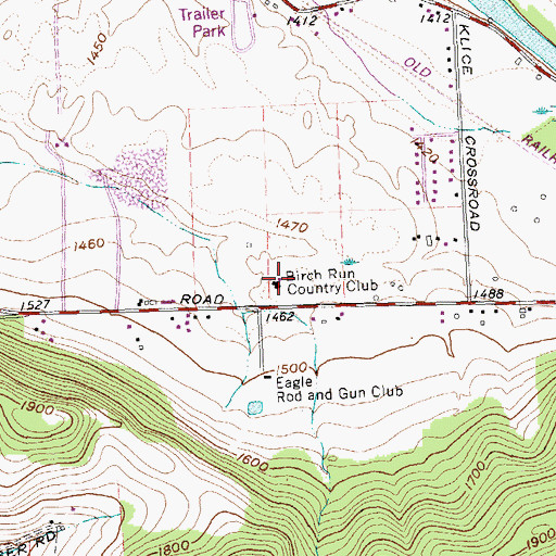 Topographic Map of Birch Run Country Club, NY