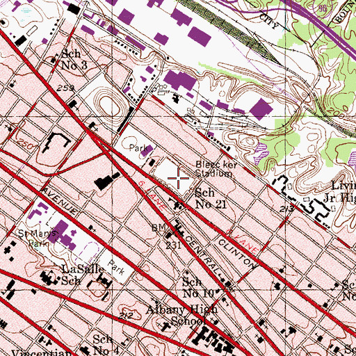 Topographic Map of Bleecker Stadium, NY