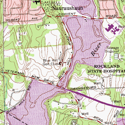 Topographic Map of Blue Hill Golf Club, NY