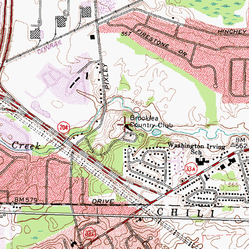 Topographic Map of Broklea Country Club, NY