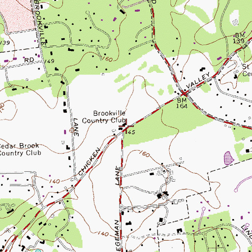 Topographic Map of Brookville Country Club, NY