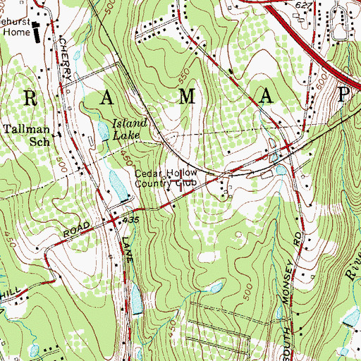 Topographic Map of Cedar Hollow Country Club, NY