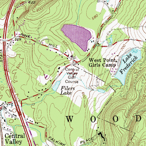 Topographic Map of Central Valley Golf Course, NY