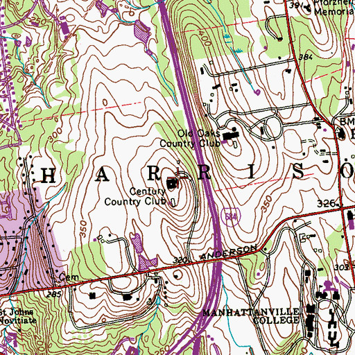 Topographic Map of Century Country Club, NY