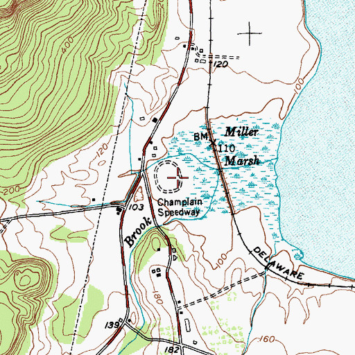 Topographic Map of Champlain Speedway, NY