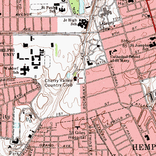 Topographic Map of Cherry Valley Country Club, NY