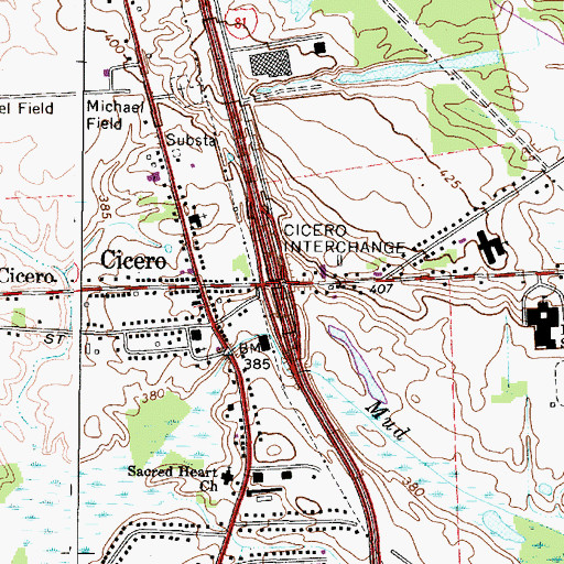 Topographic Map of Cicero Interchange, NY