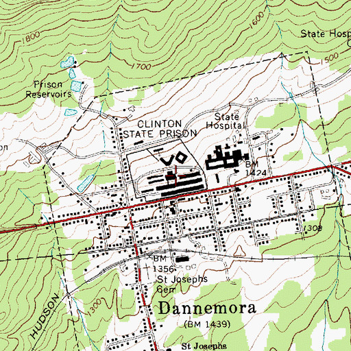 Topographic Map of Clinton Correctional Facility, NY