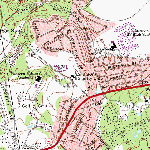 Topographic Map of Cold Spring Country Club, NY