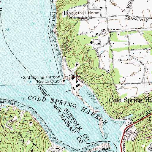 Topographic Map of Cold Spring Harbor Beach Club, NY