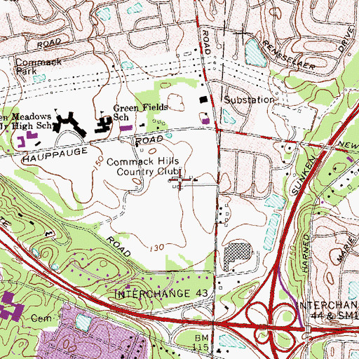 Topographic Map of The Hamlet Golf and Country Club, NY