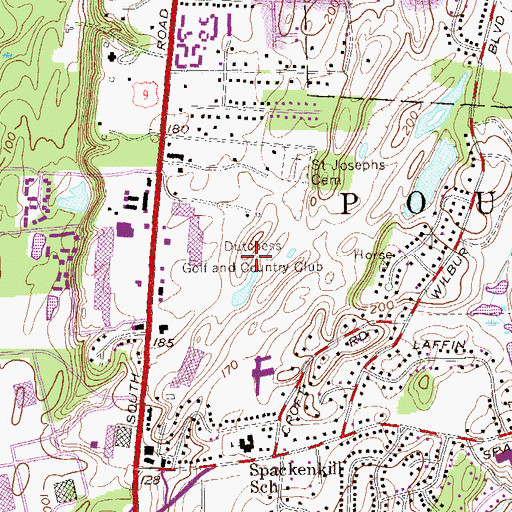 Topographic Map of Dutchess Golf and Country Club, NY