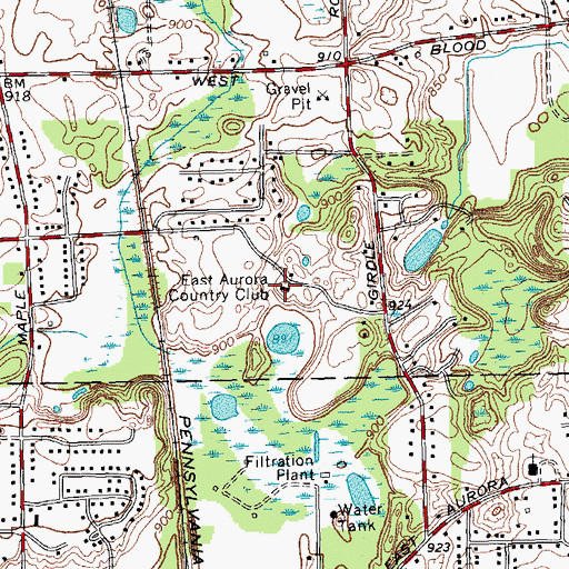 Topographic Map of East Aurora Country Club, NY